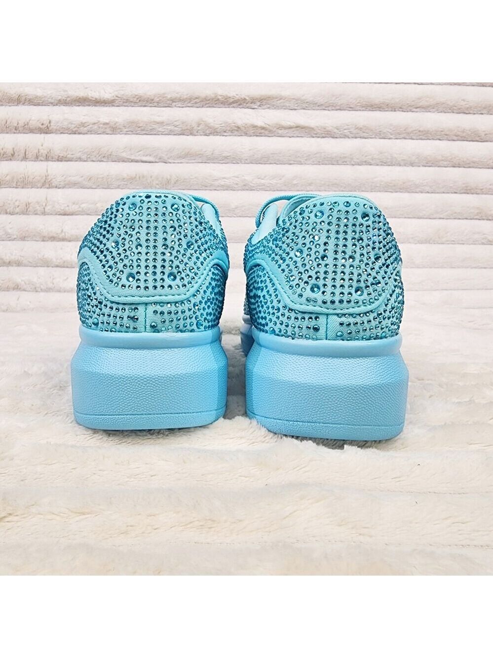NIB Cush Baby Blue Rhinestone Sneakers Tennis Shoes - Picture 7 of 9